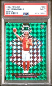 Jayden Daniels RARE ROOKIE GREEN REFRACTOR PRIZM INVESTMENT SSP MOSAIC ROY PSA 9 - Picture 1 of 2