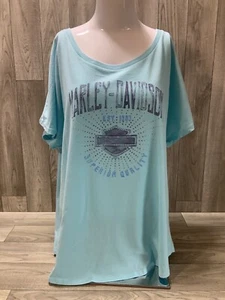 Harley Davidson Shirt Damen XXL 2XL blau Motorradfahrer Biker Strass - Bild 1 von 10