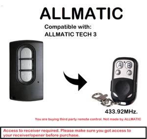 Telecomando garage e cancello per ALLMATIC TECH 3 Rolling code 433,92MHz. - Foto 1 di 10