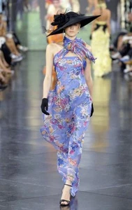 Ralph Lauren Runway 2008 Collection Purple Label Floral Silk Evening Dress - Picture 1 of 12