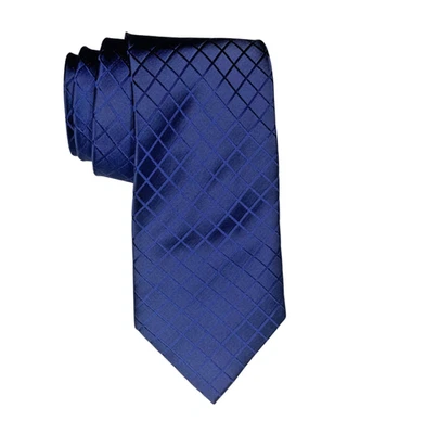 Gravata Claiborne 100% Seda Masculina Artesanal Azul Marinho Vincente Grade Ocasião Evento Carreira - Imagem 1 de 4