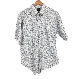 Vintage GITMAN BROS Mens L White Nautical Anchor Sailboat Coastal USA Made Shirt - Picture 1 of 11