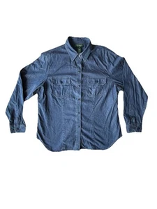 Camicia donna vintage Lauren Jeans Co Ralph Lauren cotone denim con bottoni 1X - Foto 1 di 9