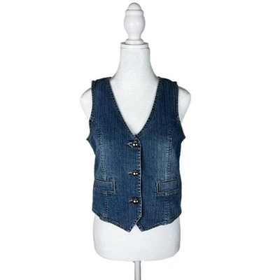 Colete jeans anos 2000 Xhilaration botão para cima cottage core - Imagem 1 de 4