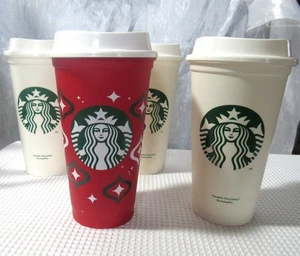 1 Starbucks Navidad 2023 + 3 tazas reutilizables de café grandes calientes blancas de 16 oz - Imagen 1 de 6