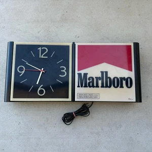 VINTAGE Marlboro Cigarettes Logo Lighted Sign & Clock Parts Repair - Picture 1 of 23