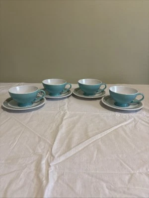 Juego de 4 tazas y platillos retro Texas Ware melamina en excelente estado Foto 1 de 4