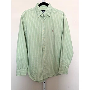 Camicia Oxford Ralph Lauren verde chiaro a righe vestibilità classica 16 34/35 usata in ottime condizioni - Foto 1 di 7