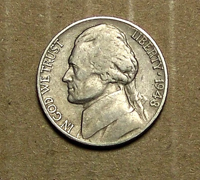 1948   P     JEFFERSON    NICKEL      ACTUAL  COIN                   91029201-05 - Image 1 of 2