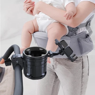 Stroller Cup Holder Gift with Adjustable Phone Mount for Bicycle Walker Bike - Image 1 of 2