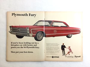 1965 Chrysler PLYMOUTH FURY Vintage PRINT AD put your foot down RED - 2 pages - Picture 1 of 7