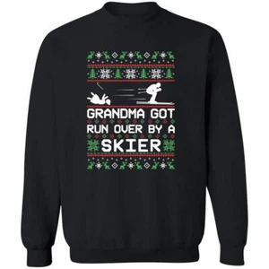 Esquiador Esquí Abuela Got Run Over Fea Navidad Suéter Cuello Redondo Sudadera - Imagen 1 de 14