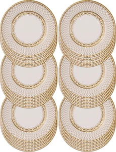 24 X Large Gold Disposable Paper Plates-Strong and Sturdy Elegant Pretty Design - Picture 1 of 6