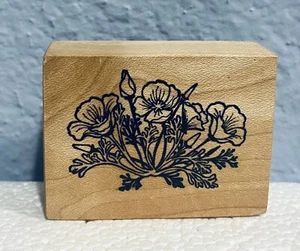 Sello de goma montado en madera de jardín botánico floral Pensamientos PSX NUEVO - Imagen 1 de 3