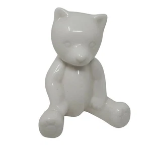 Estatuillas de oso de cerámica ROC hechas en Taiwán blancas vintage acolchadas aspecto - Imagen 1 de 7