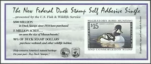 1998 US Scott #RW65A $15 Barron's Goldeneye, Federal Duck Stamp. Single. MNH - Picture 1 of 1