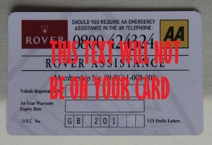 Tarjeta de asistencia en carretera Rover 89->93MY 200 400 cupé 600 800 Metro Mini *HQ* - Imagen 1 de 3