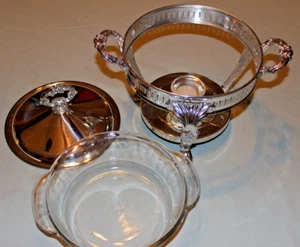 Vintage FB Rogers Silver Plated 3 Footed Covered Anchor Hocking Casserole - Picture 1 of 11
