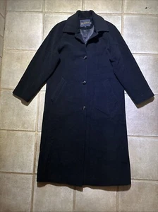 Abrigo Pendleton de lana negro con botones gabardina forrada de satén para mujer talla 8 - Imagen 1 de 8
