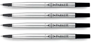 4 Genuine Parker Rollerball Refills, Sealed Packs, MADE IN FRANCE, Black Medium - Picture 1 of 1