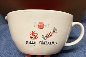 Rae Dunn Handled Mixing Bowl Merry Christmas With Wrapped Candy Ivory 11x5” - Picture 1 of 11