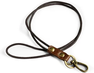 Echt Leder Seil Halskette Schlüsselband für Schlüssel Ausweis Abzeichen Halter, Karabiner Verschluss - Bild 1 von 12