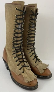 OLATHE Womens 16 Eyelet 11” Lace Up Kiltie Packer Boots Size 5 - Picture 1 of 12