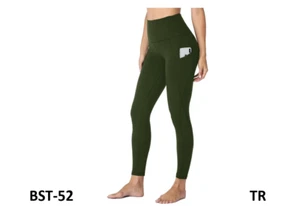 HLTPRO Women Leggings with Pockets- High Waist Tummy Control Capri Yoga Pants, M - Picture 1 of 4