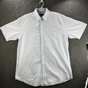 Orvis Shirt Blue White Mens Large Gingham Plaid Short Sleeve Button Up Casual - Imagen 1 de 13