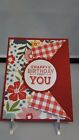 Stampin Up Card Kit Set Of 4 "Happy Birthday" cards #14b - Real Red