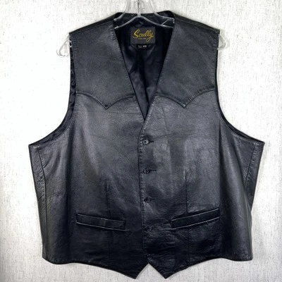 Chaleco Scully Para Hombre Talla 48, Cuero Negro Vaquero Occidental Rockabilly Rodeo Ranch Foto 1 de 3