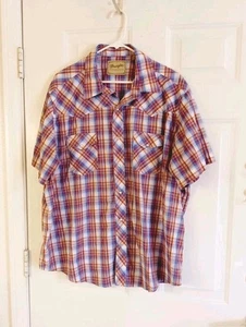 Wrangler Pearl Snap Plaid Western Cowboy Rodeo Shirt Men's 2XL - Picture 1 of 5