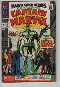 Marvel Super-Heroes #12, 1967 grado medio, original, primera aplicación Edad de Plata Capitana Marvel - Imagen 1 de 2