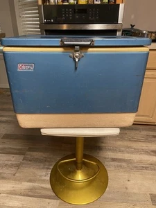 Vintage COLEMAN Blue Metal ICE CHEST measurements in pics 📸 Read Desc - Picture 1 of 16