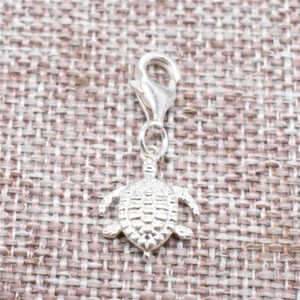 925 Sterling Silver Turtle Clip On Charm Lobster Clasp for Sea Bracelet Necklace - Picture 1 of 4