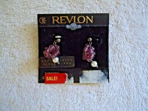 Coppia di orecchini vintage Revlon perle di vetro artigianali "BELLISSIMA COPPIA " - Foto 1 di 6