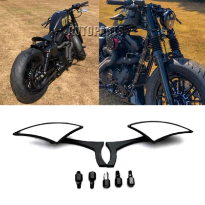 Black Blade Motorcycle Rear View Side Mirrors for Honda Kawasaki Suzuki Victory - Image 1 of 4