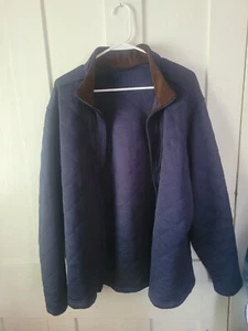 Daniel Cremieux Men's Quilted Jacket Large L Blue Classics Full Zip Elbow Patch - Picture 1 of 2