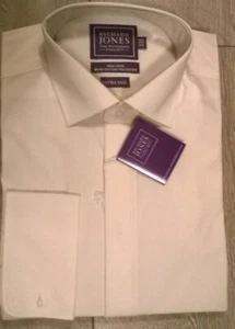 Camicia EXTRA ALTA Richard Jones AVORIO collo tinta unita regolare abito da sera matrimonio - Foto 1 di 1