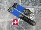 Black Leather Strap Blue Nylon Watch Band 21mm 22mm Wenger Swiss Army x1