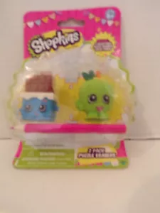 Shopkins ~ 2 gomme puzzle da collezione ~ matita rosa ~ cioccolato sfacciato ~ fiore di mele - Foto 1 di 4