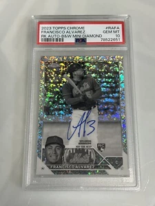 2023 Topps Chrome Francisco Alvarez Black & White Diamond Auto SP PSA 10 RC Mets - Picture 1 of 2