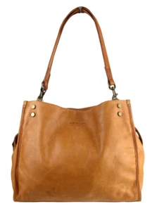 American Leather TAN BROWN GENUINE LEATHER THREE COMPARTMENTS TOTE SHOULDER BAG - Picture 1 of 15