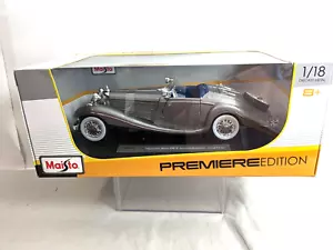 Mercedes-Benz 500 K Spezial Roadster (1934-1936) Argento 1/18 Maisto F22 - Foto 1 di 4