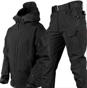Mens Combat Jacket Waterproof Tactical Coat With PANT Set Outdoor Warm Hooded - Picture 1 of 29