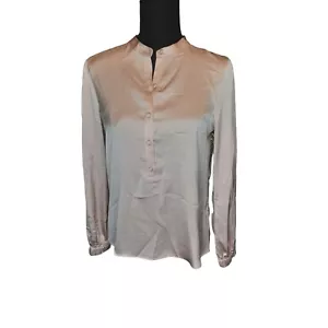 CeCe Whistful Daydream Charmeuse Long Sleeve Henley Blouse Size XS - Picture 1 of 10