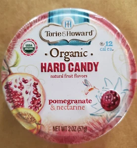Caramelos duros orgánicos Torie & Howard - Paquete de 2 oz de granada y nectarina - Imagen 1 de 3