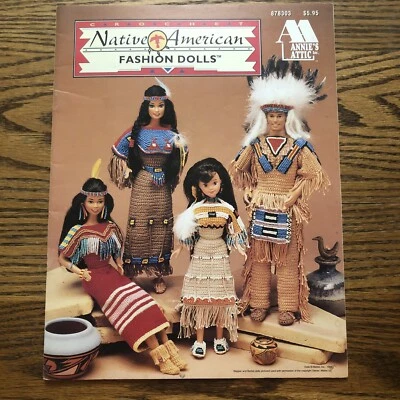 NATIVE AMERICAN FASHION DOLLS 7 OUTFITS ANNIE'S CROCHET PATTERN BOOK new  - Image 1 of 3