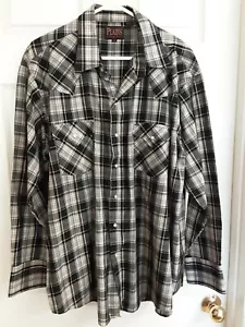 Men's Plains Western Wear L/S Black Plaid Western Shirt W/Pearl Snaps Size XL - Picture 1 of 4