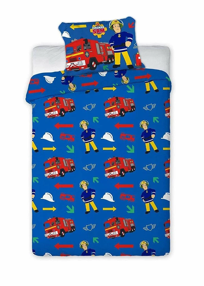 FIREMAN SAM Juego de ropa de cama Fire-Man Sam reversible de edredón individual ideal regalo perfecto para niños